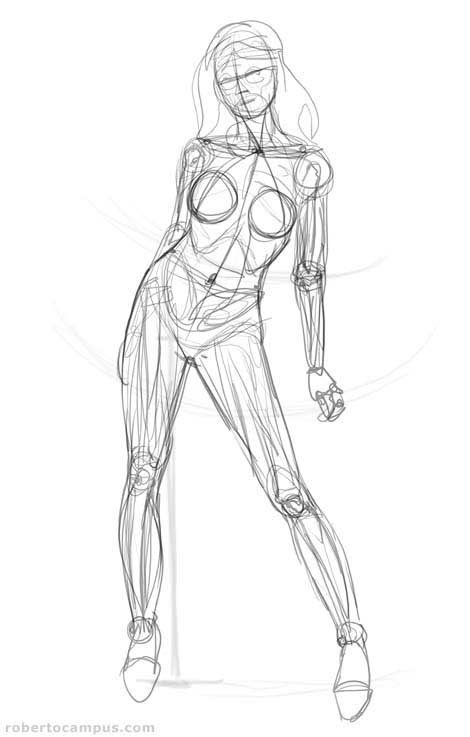 Photoshop Tutorial Wonder Woman Step 1 : Sketch