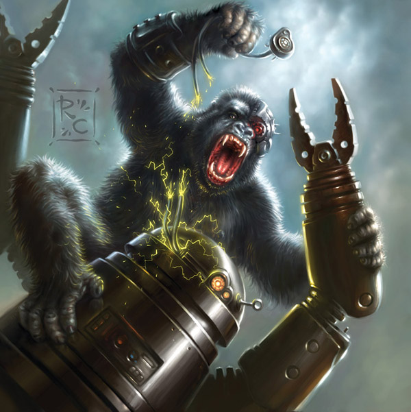 Photoshop and Painter Tutorial: Monkey VS Robot